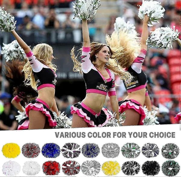 4 stk. Cheerleading Pomponer til Cheerleader Kostume Kvinder, 2 Par Cheer Pomponer Sliver White