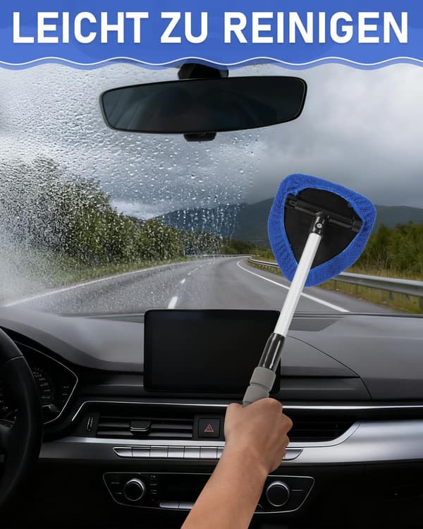 [13]Car Window Cleaning Kit - Microfiber Brush with Spray Bottle & Extendable Handle