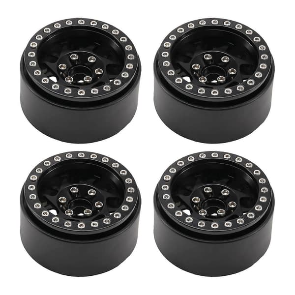 4 stk./sæt RC Crawler Bil Aluminiumlegering 1,9 tommer Beadlock Fælg til 1/10 RC Crawler Black