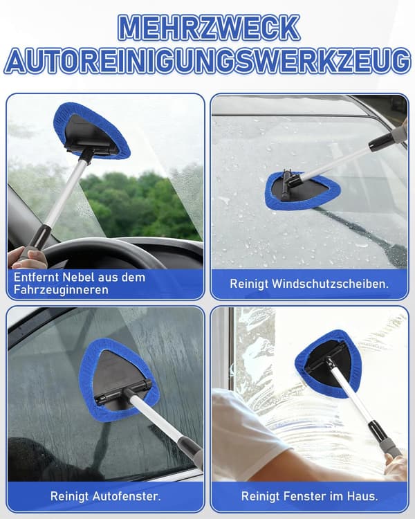 [13]Car Window Cleaning Kit - Microfiber Brush with Spray Bottle & Extendable Handle