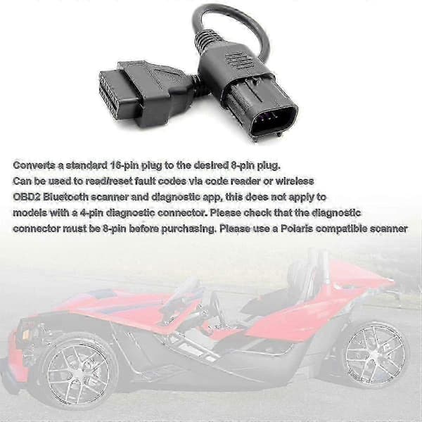 Adapterkabel for Polaris RZR XP1000 OBD2 8-pin til 16-pin diagnose Black