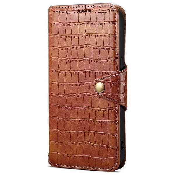 Compatible with iPhone X / XS Wallet Case Anti-Scratch PU Leather Case Stand Crocodile Texture Cover [DB] Brown