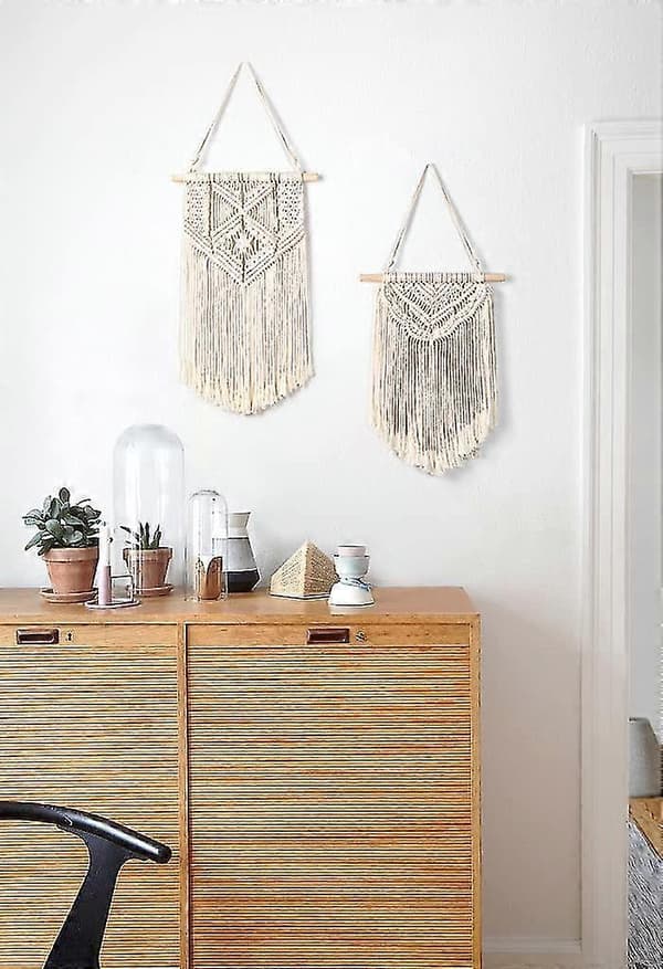 [13]Håndlavet Makramé Knipling Vægtæppe, Boho Chic Soveværelsesbanner