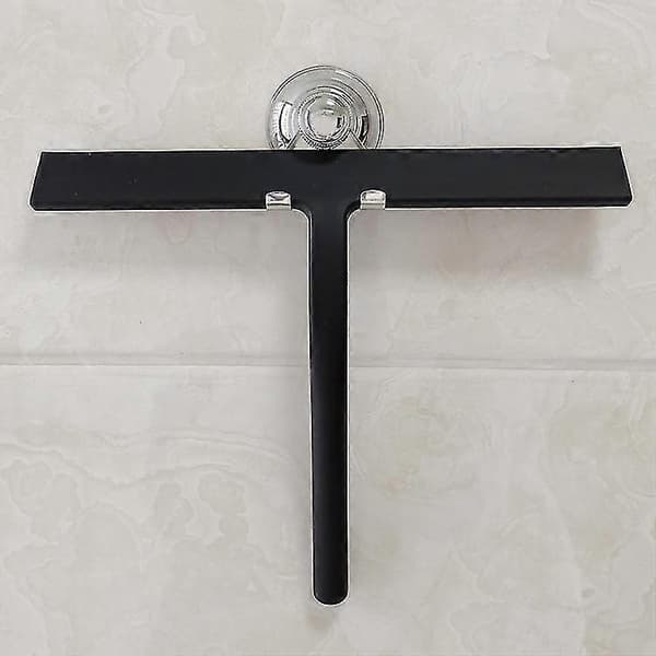 Dusjskrape med sugekoppholder - 23 cm Svart - Vindusskrape for baderom