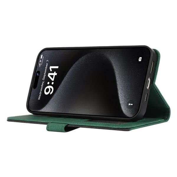 ABEEL iPhone 16 Pro Wallet Case RFID Protection Faux Leather Flip Green
