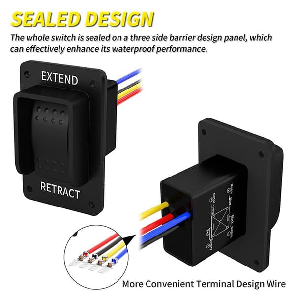 2 ST Reverserende Polaritetsbryter 12V DPDT Momentan 3-Posisjons Vippebryter IP67 Vanntett Marine PÅ [db] Black