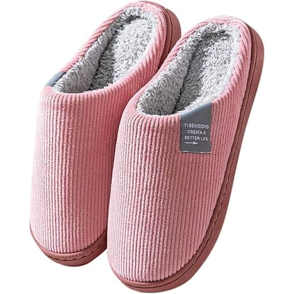 Hjemmesko til kvinder, Komfortable hjemmesko, Varme forede sko, Vinterhjemmesko til kvinder, Rosa 40-41 40-41 Pink
