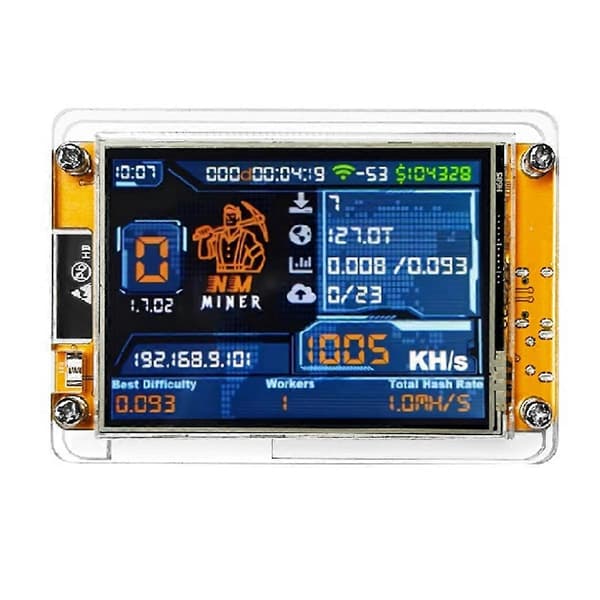NMMiner NerdMiner V2 Hashrate 1000KH/S ESP32 2,8 tums smart skärm Krypto Solo Lotteri Bitcoin ESP3