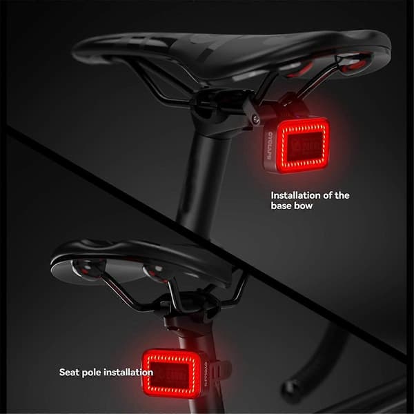 RT02 Sykkel Intelligent Radar Baklys Sykkel Smart Bakbrems Sensorlampe Ebike LED Sykling Sen Black