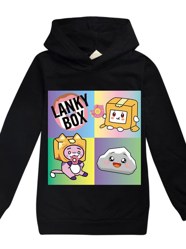 LANKYBOX Barn 3D Print Hettegenser Pullover Sweatshirts med lomme svart black 130cm