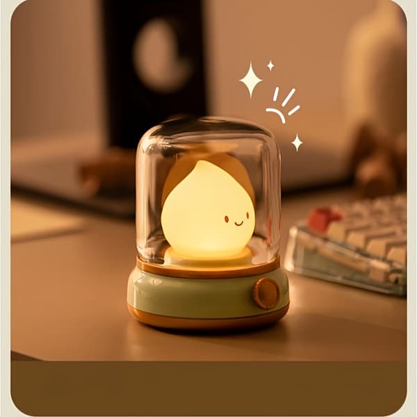 USB Rechargeable LED Night Light with Timer - Cute Retro Kerosene Lamp Design, Perfect for Bedroom Atmosphere