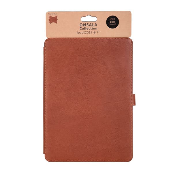 ONSALA iPad 9.7 2017/2018 Etui Ægte Læder Brun 400