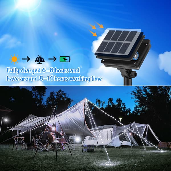 [13]Solar String Lights Outdoor Garden, 5M50LED Solar Powered String Lights Waterproof, 8 Modes Copper Wire Solar Decorative Lighting Cold White