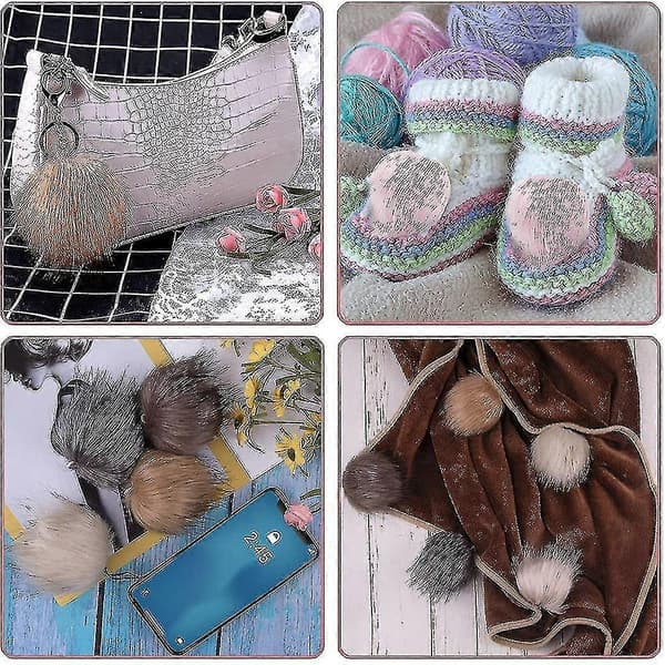20 stycken DIY fuskpäls fluffig pompom med elastisk ögla för hattar nyckelringar halsdukar handskar väskor