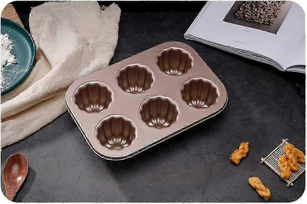 6-hulrums non-stick Canelé bageform til franske desserter - Kulstofstål kageform