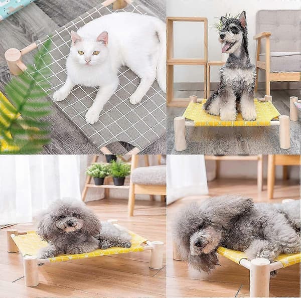 1 Peach Solid Wood Canvas Pet Bed Hammock Removable Washable Dog Cat