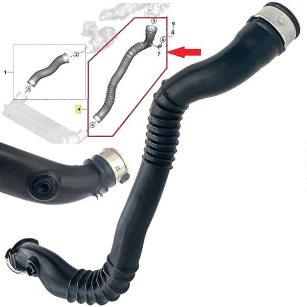 11617797483 Turbo Intercooler Rør Turboladet Ladluftslange til 1-serie X1 3-serie E90 E91 E92 Black