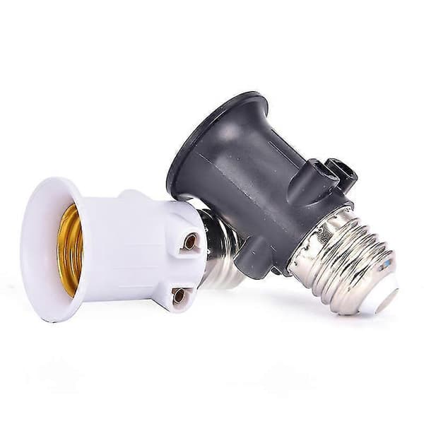 Pbt Brannsikker E27 Pære Adapter Lampeholder Sokkel Konvertering Med EU-plugg Black
