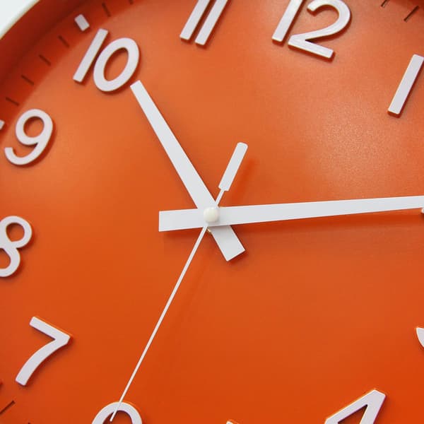 Väggklocka 30 cm Tyst Icke Tickande Klocka för Vardagsrum Sovrum Kök Kontor (Orange) Orange
