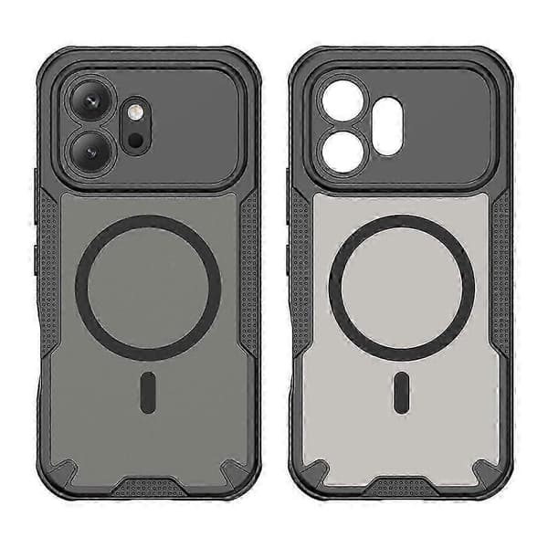 Kompatibel med Honor 600 5G Magnetisk deksel TPU + PC Telefonbakside [DB] Black
