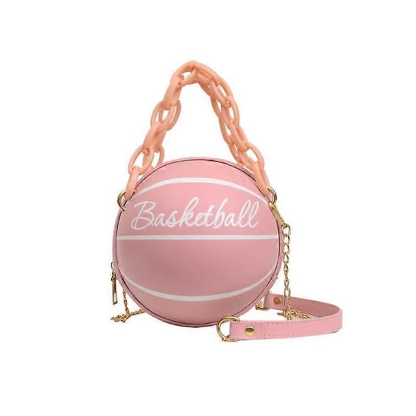 Basketväska för kvinnor Personlighet Kvinnlig Läder Basketväska Bollväskor pink