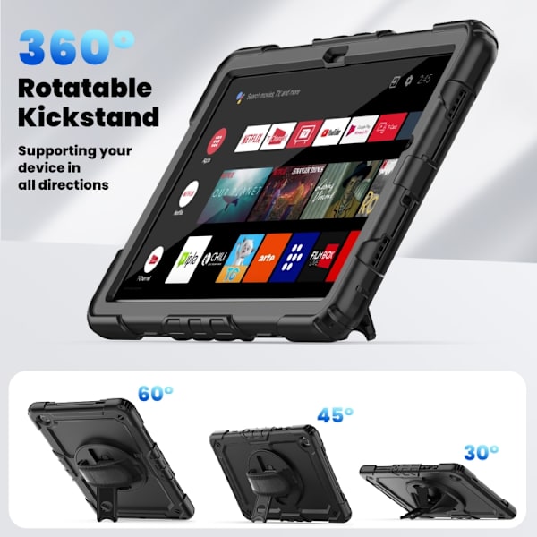 Samsung Galaxy Tab A9+ / A11+ Silicone + PC Case with Shoulder Strap Svart