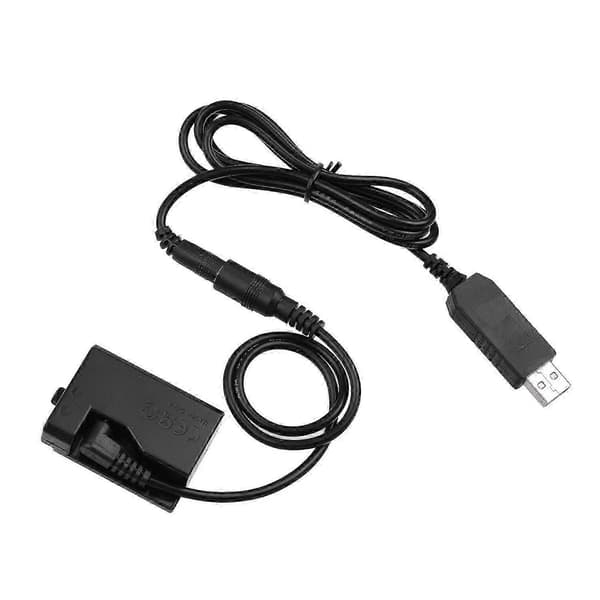 -E10 5V USB Dummy Battery DC Coupler Adapter (ersättning för LP-E10) för Rebel T3/T5/T6/T7/T100 black