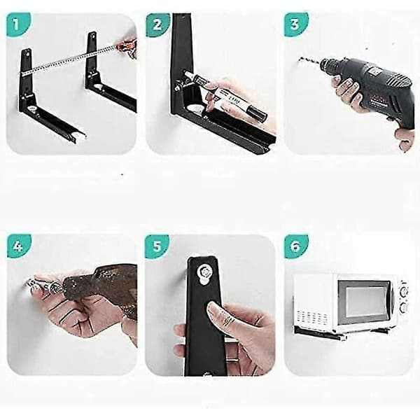 Steel Microwave Shelf with Arm, Wall-Mounted Shelf for Kitchen Organization