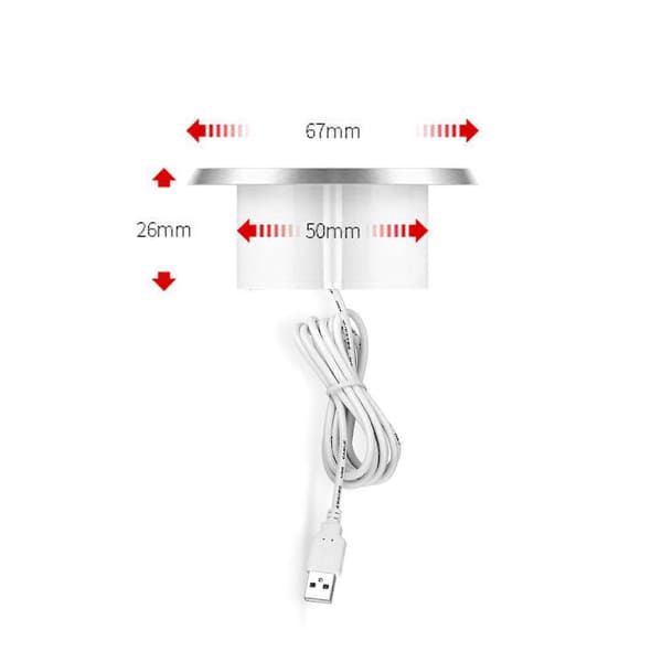 5 cm skrivebordsuttak USB-strømuttak 2 tommer innfelt strømuttak USB-gjennomføring [DB] Black