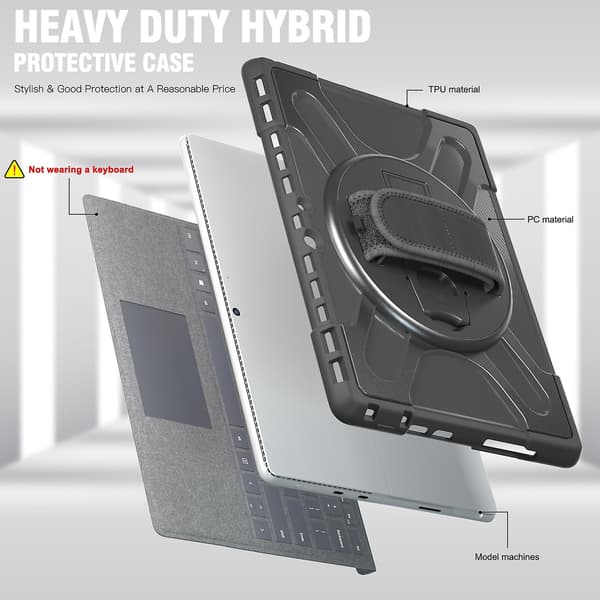 TPU + PC -tablettikotelo Microsoft Surface Pro 8:lle Black