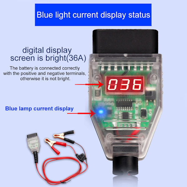 Memory Saver Connector OBD Battery Leakage Detection Car Diagnostic Tool with 2 Clips