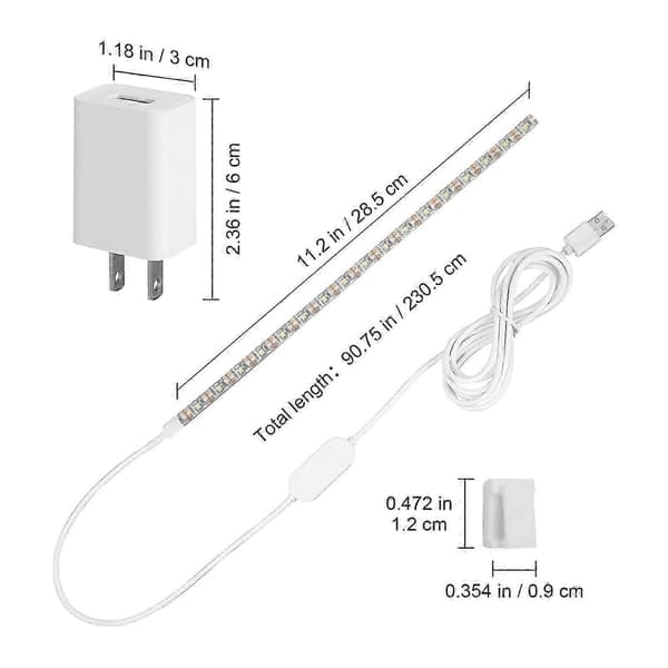 USB-interface LED-strip til belysning LED-strip USB-drevet 30 cm med lysdæmper