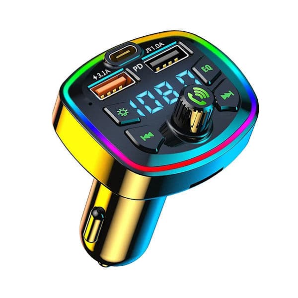 [13]Bil Bluetooth FM-sender Bil Bluetooth MP3-afspiller Dobbelt USB Biloplader med EQ Atmosfærelys