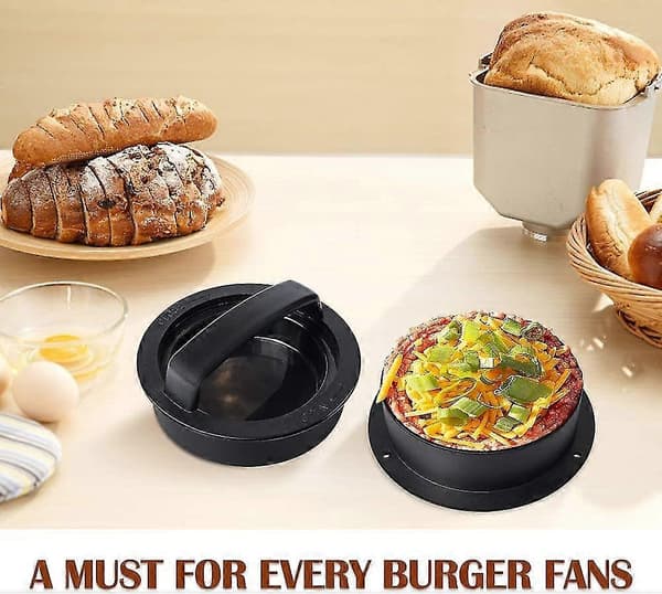 Hamburger Patty Maker Press 3-i-1 Fylt Burgerpresse Stor Non-stick