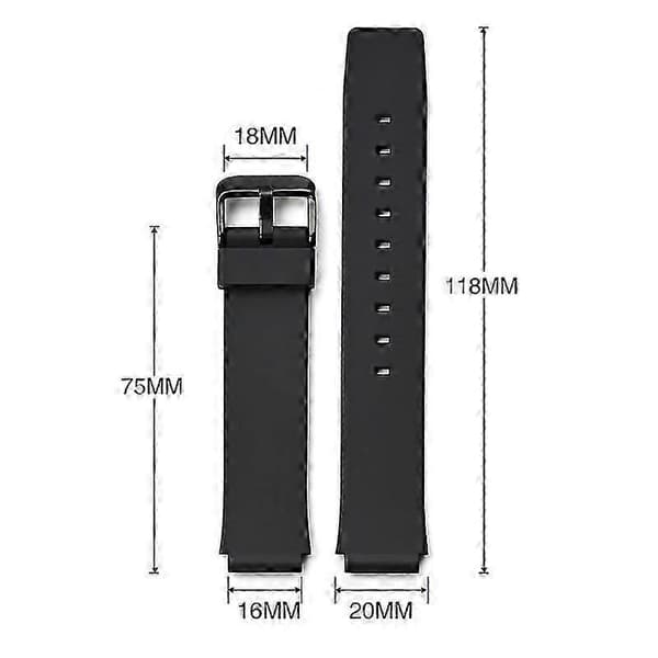 16MM urrem til CASIO MQ-24 MQ-59 elektronisk ur TPU erstatningsrem Black-Black Buckle