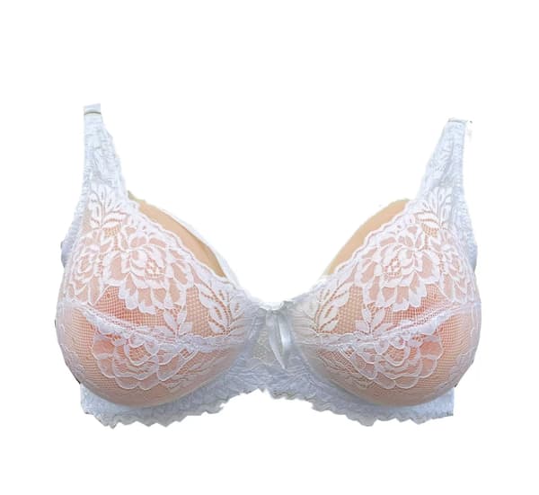 Silikoniset tekokumit CD crossdressing rintaliivit, Ei rintaimplantteja Valkoinen White 85C