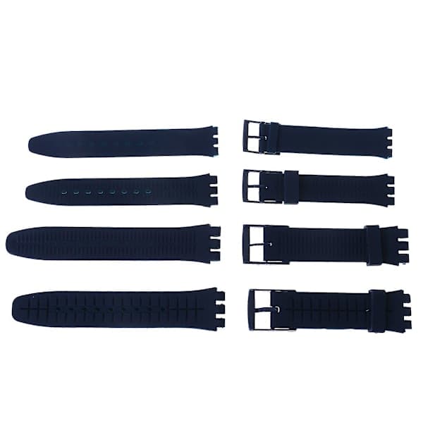 [13]Silicone Strap for Swatch 16/17/19/20 mm - Durable Black 17mm Black Black 17mm