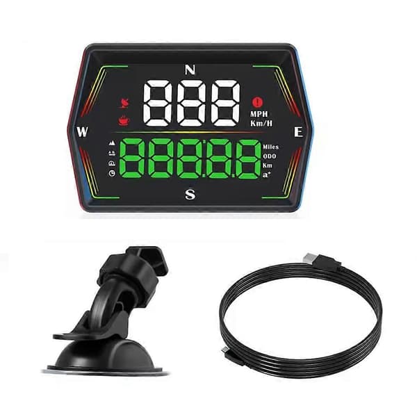 HUD G21 Bil speedometer Head-Up Display med kompass og tid, overhastighetsvarsel universell bil HUD