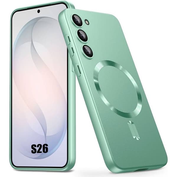 Protective Case for Samsung Galaxy S26, Slim Silicone Scratch-Resistant Cover with Magnetic Ring - Green Grön