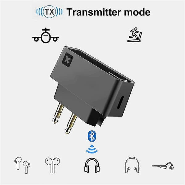 AK3046E Pro trådløs Bluetooth 5.0-adapter til fly, med HD/LL/adaptiv sender til hovedtelefoner