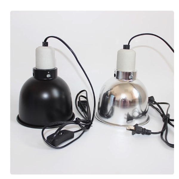 5.5-inch Reptile Lamp with Heating Function, UVB Lamp with Silver Shade, 1.8-meter Cord with Switch, Multifunctional Clips silver