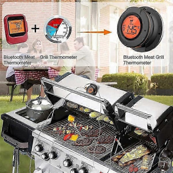 Trådløst Bluetooth Grill Elektronisk Smart Ovnstermometer Kjøkken Mat Grilltermometer black