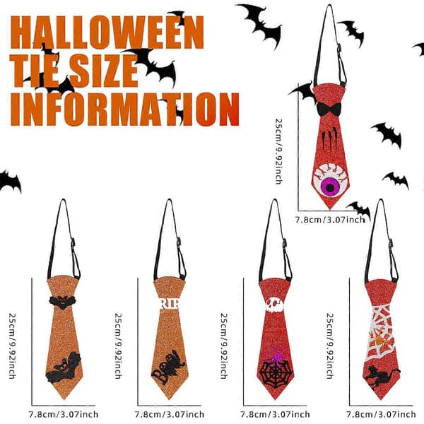 5 stk Halloween-slips i filt Halloween-dekorasjon Halsslips Elastisk justerbart slips Halloween-festtilbehør