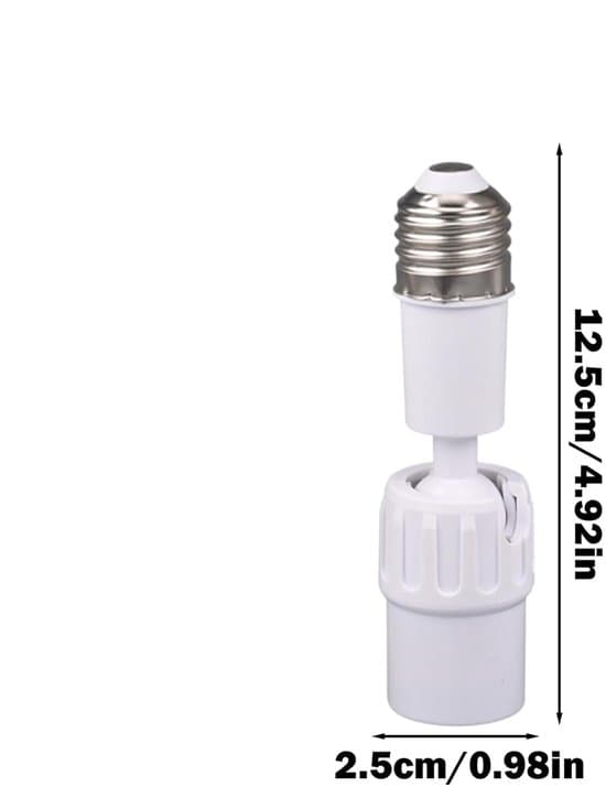 【13】E27 Lamp Holder Extender – 360° Adjustable – Flexible Socket Adapter for LED Bulbs – White – Set of 2