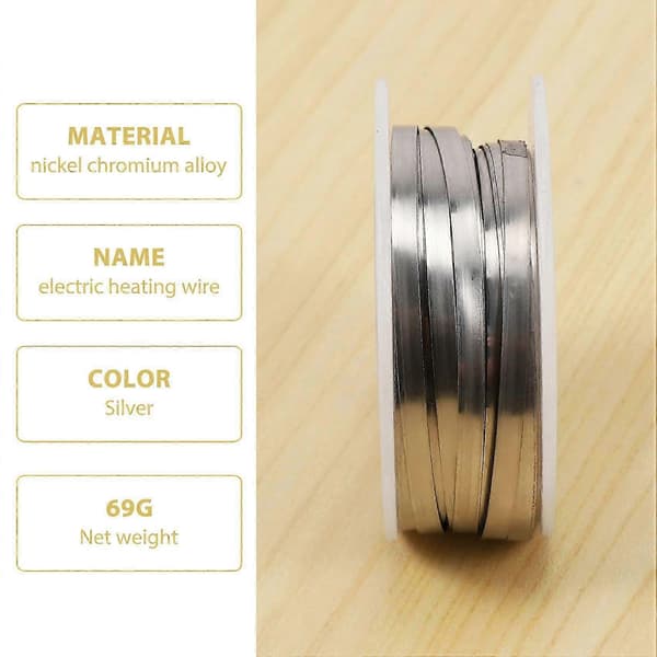 7.5M 24.6Ft 0.2x3mm Nichrome platt värmetråd för värmeelement silver