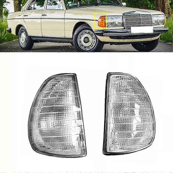 egnet for w123 sidehjørne markeringslys blinklys indikatorlampe 1976-1984 White