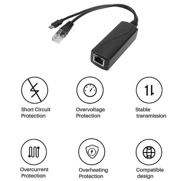 POE strömförsörjningsmodul standard isolerad splitter 48V till 5V2.4A USB-gränssnittssplitter
