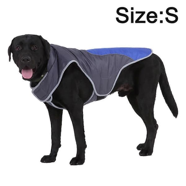 Vintervarm frakk hundevinterjakke polarfleece vind- og snøtett DZ207 blue Patchwork Grey S