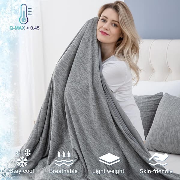 Cooling Blankets for Night, Lightweight Cooling Blanket for Bed, Cotton Blanket, Double-Sided Cooling Blanket, Grey (Grey), 127x152cm