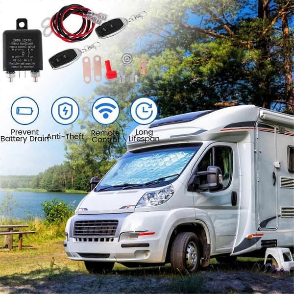 12V 200A Battery Disconnect Relay Remote Control Battery Isolator Switch Anti-Theft db Black